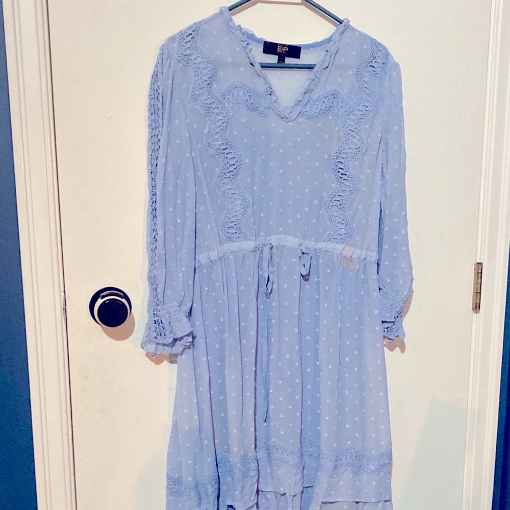 EP- Blue transparent long sleeve dress